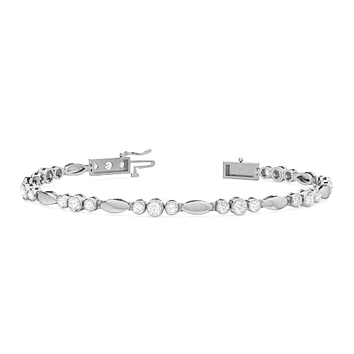 round brilliant cut diamond bezel tennis bracelet | 24 diamond trilogy setting