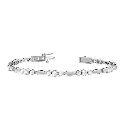 Round Brilliant Cut Diamond Bezel Tennis Bracelet | 24 Diamond Trilogy Setting
