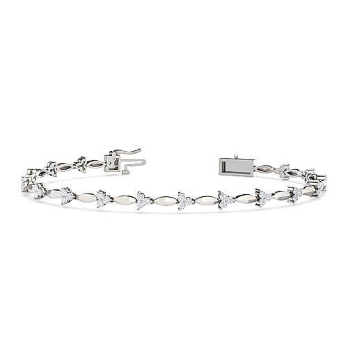 three petal diamond bangle bracelet | round cut prong set floral design