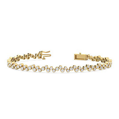 Bubble Shape Bezel Set Diamond Bracelet | Round Brilliant Cut Diamond Design