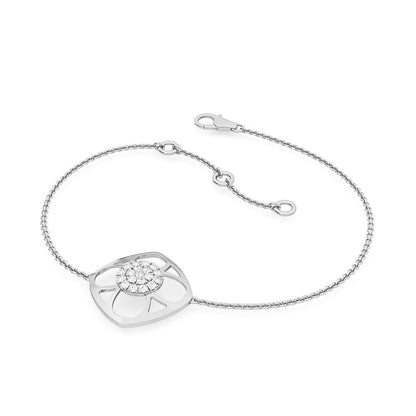 Square Shape Round Brilliant Pavé Diamond Bracelet | Elegant Prong Set Design
