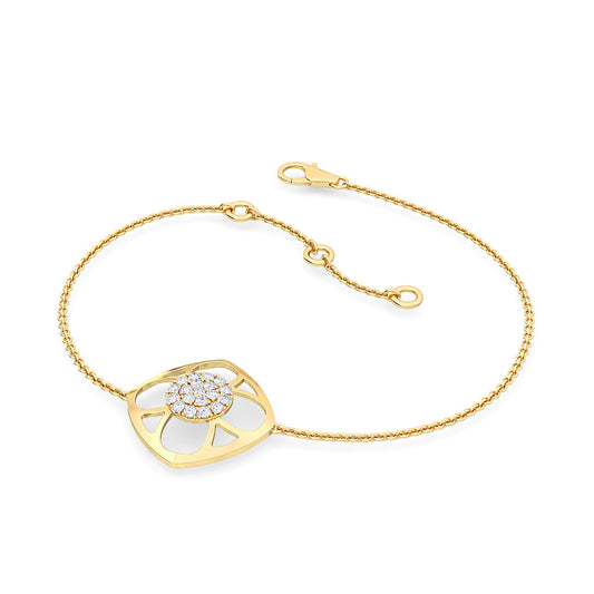 Square Shape Round Brilliant Pavé Diamond Bracelet | Elegant Prong Set Design