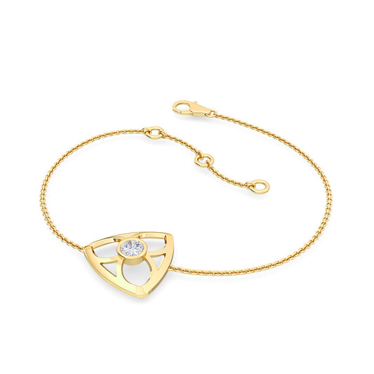 Round Brilliant Diamond Bezel Triangle Bangle Bracelet | Elegant Bezel Setting