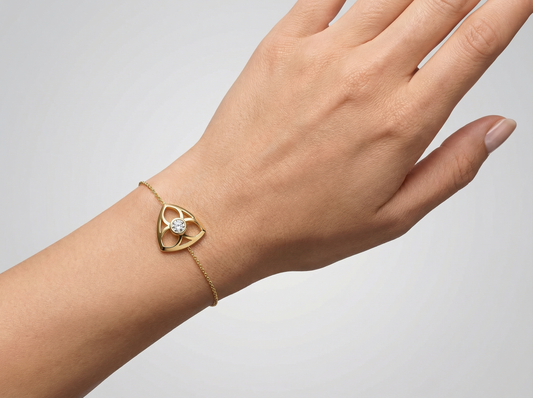 Round Brilliant Diamond Bezel Triangle Bangle Bracelet | Elegant Bezel Setting