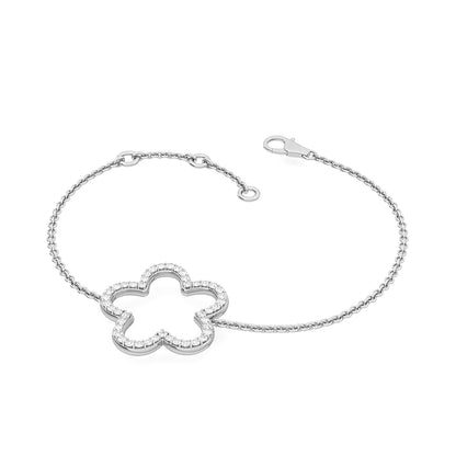 Round Brilliant Cut Diamond Flower Bracelet | 45 Diamond Prong Set Design