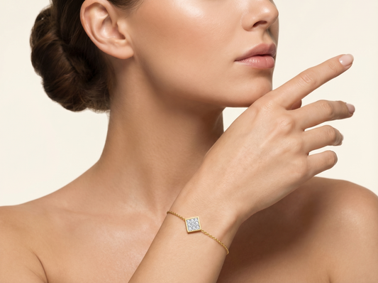 Square Diamond Pavé Bracelet for Women | Stunning Fine Jewelry Gift for Her