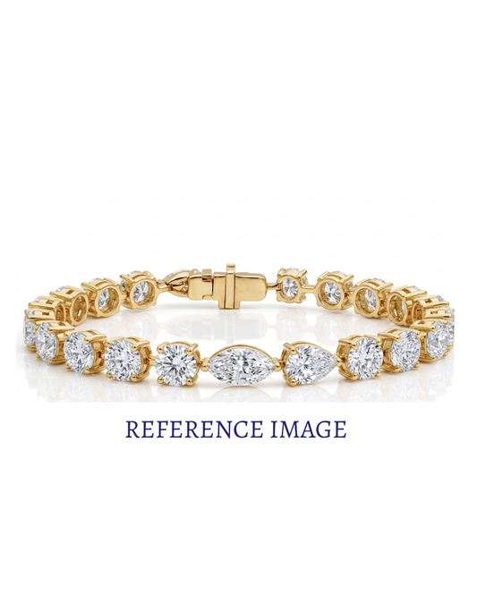 1.00 CT Pear & Round Diamond Tennis Bracelet | Prong-Set Alternating Design