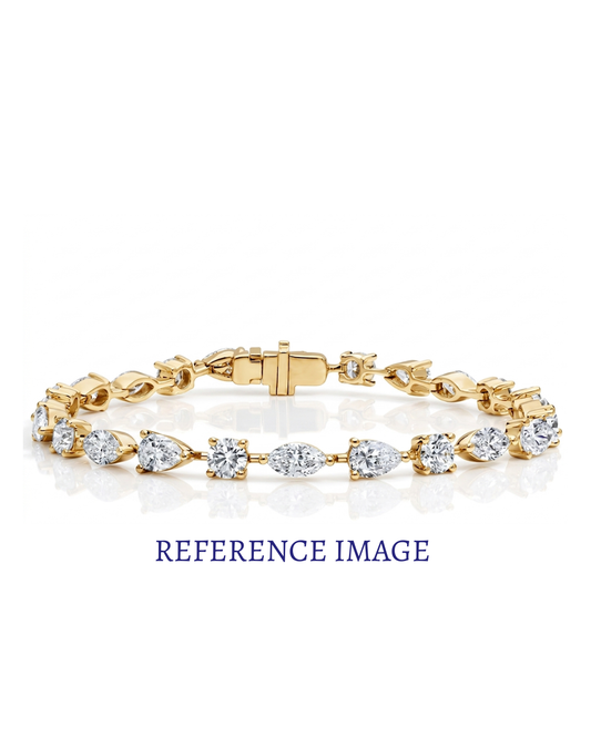 0.25 CT Pear & Round Diamond Tennis Bracelet | Prong-Set Alternating Design