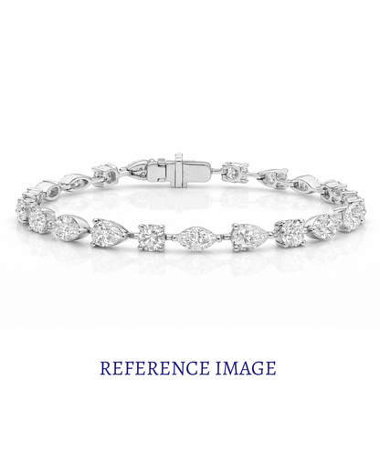 0.50 CT Pear & Round Diamond Tennis Bracelet | Prong-Set Alternating Design