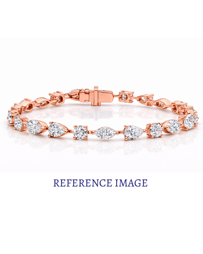 0.25 CT Pear & Round Diamond Tennis Bracelet | Prong-Set Alternating Design