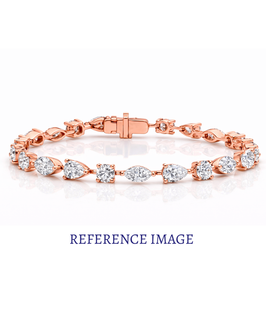 1.00 CT Pear & Round Diamond Tennis Bracelet | Prong-Set Alternating Design