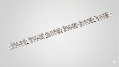 Men’s Diamond Link Bracelet | Geometric Panel Classic Design