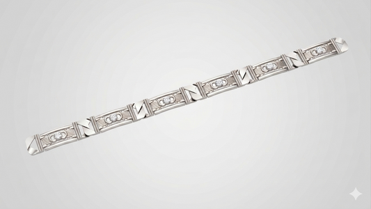 Men’s Diamond Link Bracelet | Geometric Panel Classic Design