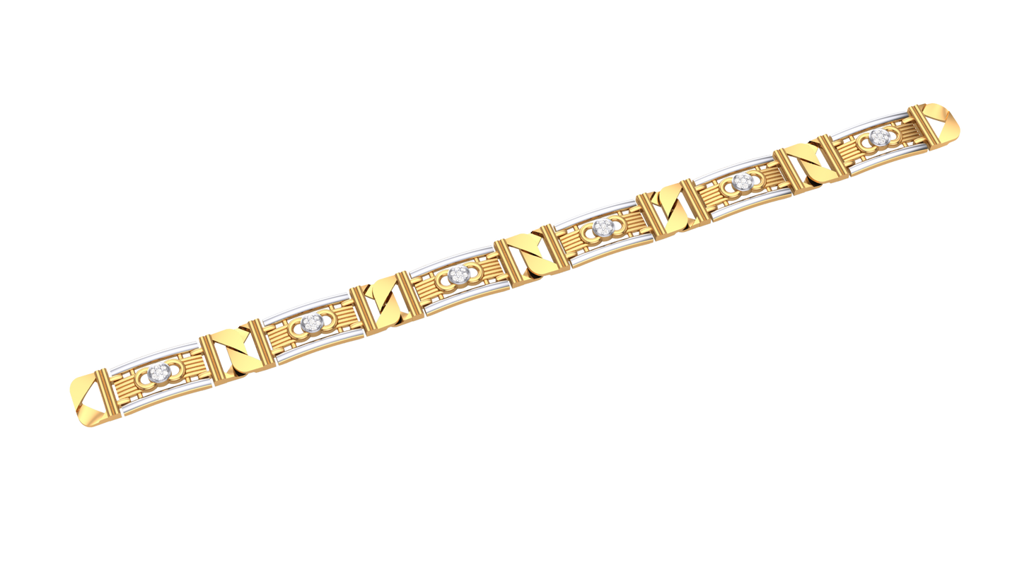 men’s diamond link bracelet | geometric panel classic design