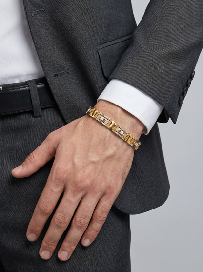 Men’s Diamond Link Bracelet | Geometric Panel Classic Design