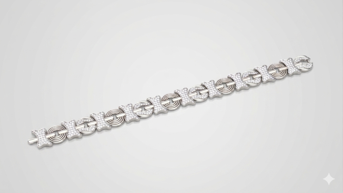 two-tone diamond link bracelet | contemporary designer chain