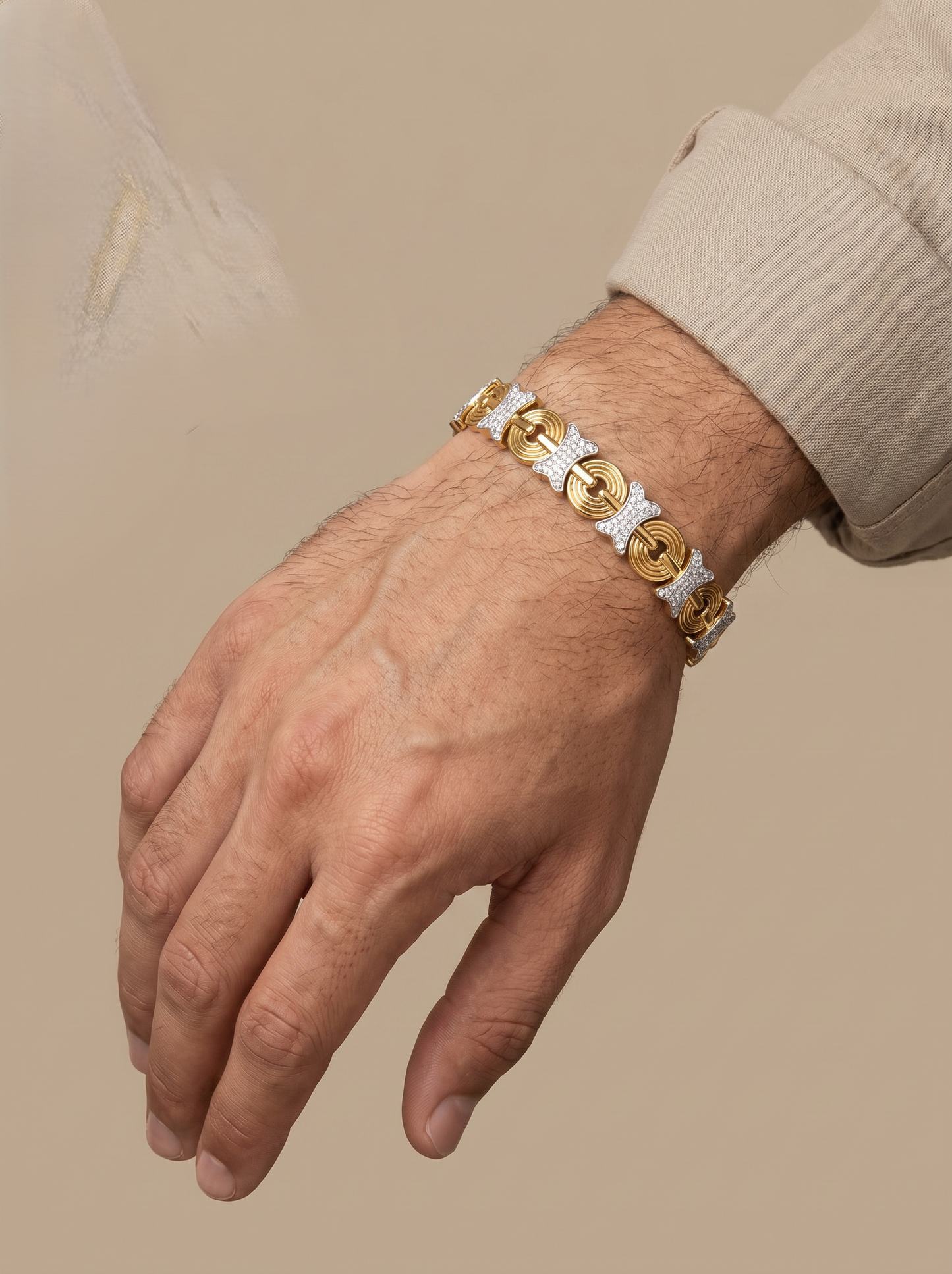 two-tone diamond link bracelet | contemporary designer chain