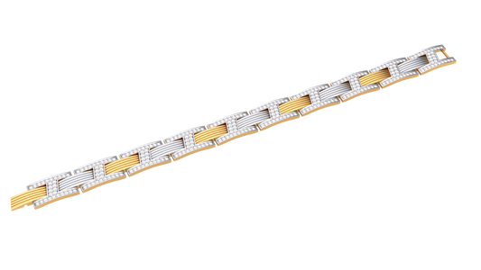 Dual-Tone Diamond Bar Link Bracelet | Structured Modern Design