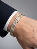 Dual-Tone Diamond Bar Link Men's Bracelet | Structured Modern Design