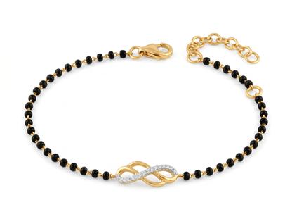 Men’s Black Bead Diamond Bracelet | Infinity Link Modern Design
