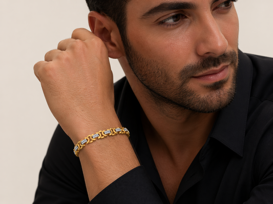 Diamond Accent Oval Link Bracelet | Bold Statement Design
