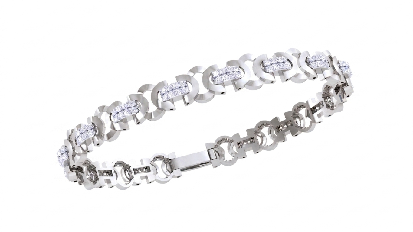 diamond accent oval link men's bracelet | bold statement design