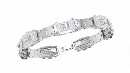 Signature Motif Diamond Bracelet | Bold Structured Link Design