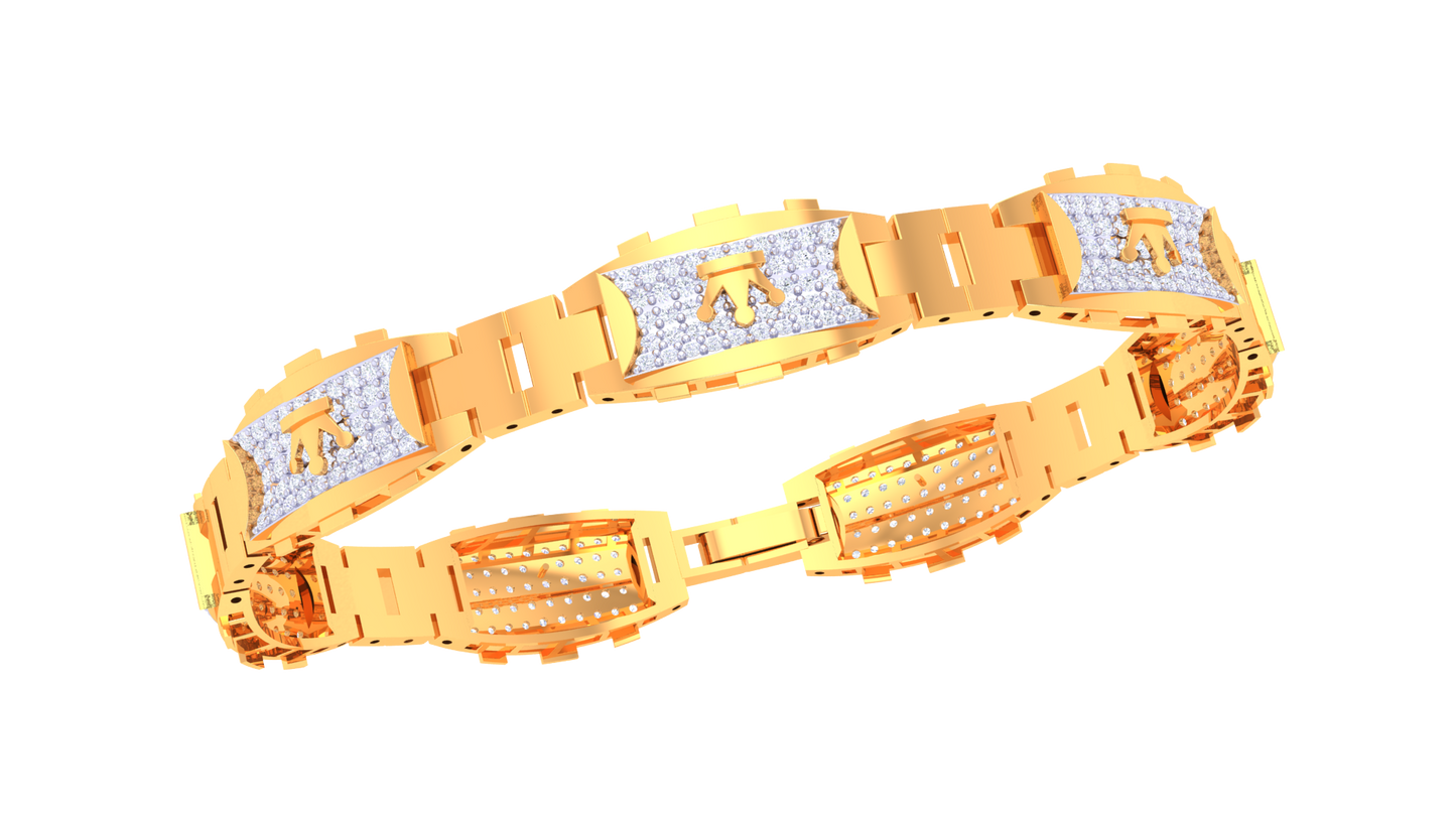 signature motif diamond bracelet | bold structured link design