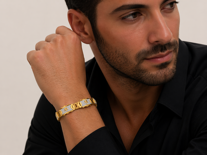 Signature Motif Diamond Bracelet | Bold Structured Link Design