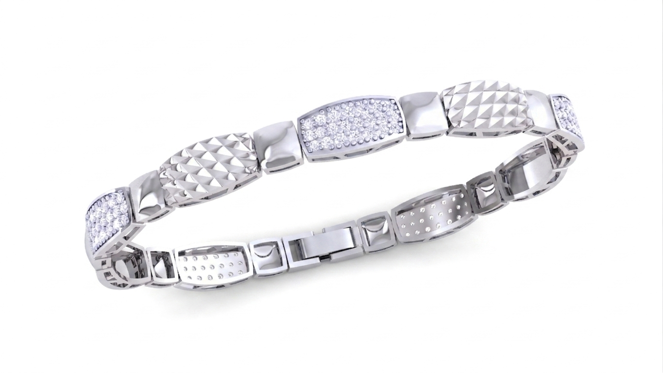 textured diamond link bracelet | modern geometric design