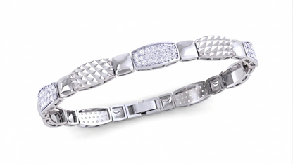 Textured Diamond Link Bracelet | Modern Geometric Design