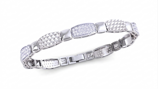 Textured Diamond Link Bracelet | Modern Geometric Design