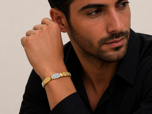Textured Diamond Link Bracelet | Modern Geometric Design