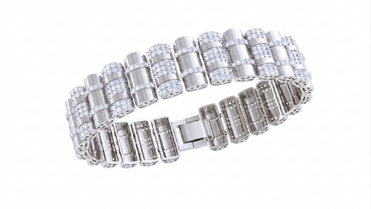 Multi-Row Diamond Cylinder Bracelet | Contemporary Luxe Design