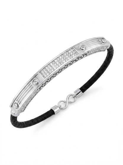 Diamond Bar Cord Bracelet | Contemporary Statement Design