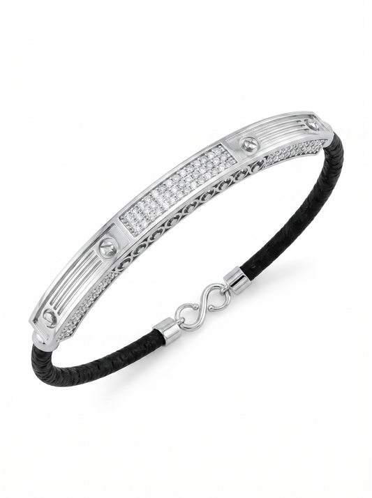 Diamond Bar Cord Bracelet | Contemporary Statement Design