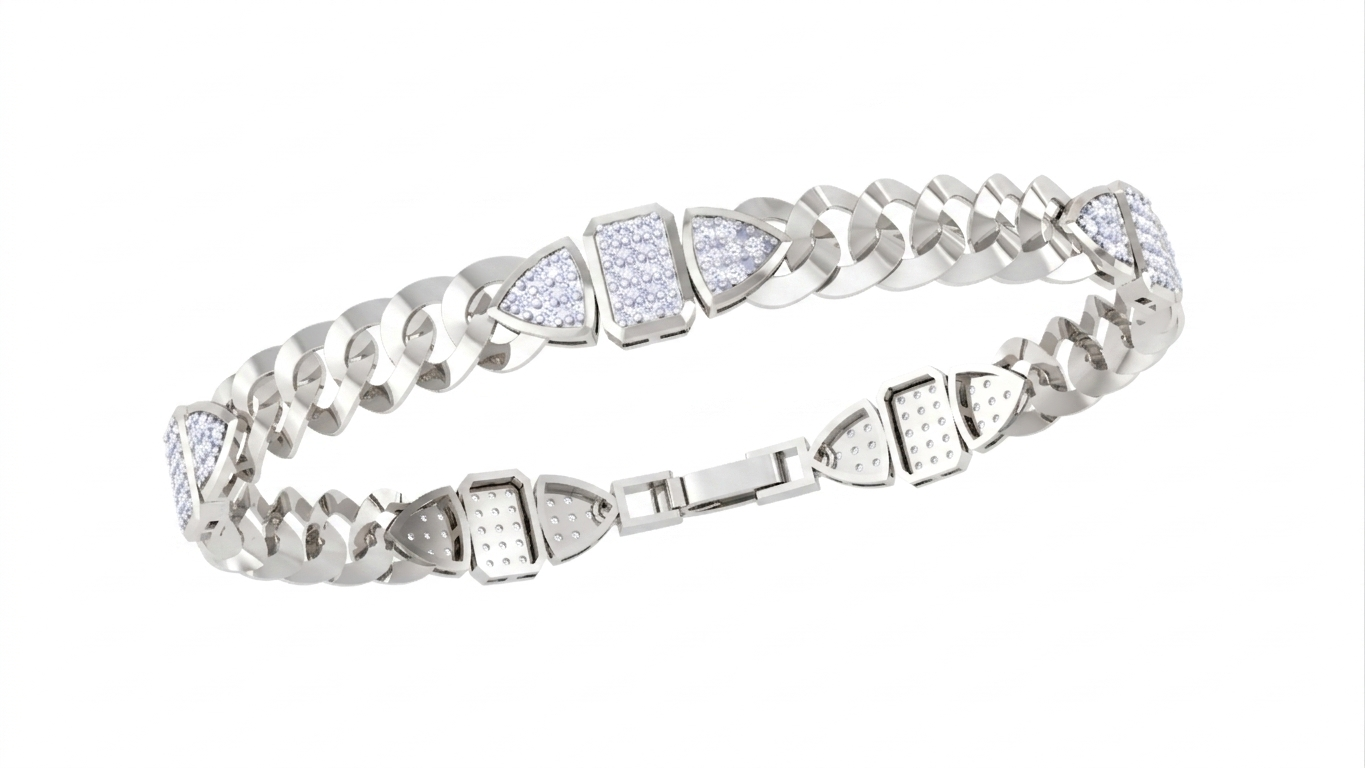 diamond accent link bracelet | contemporary chain design