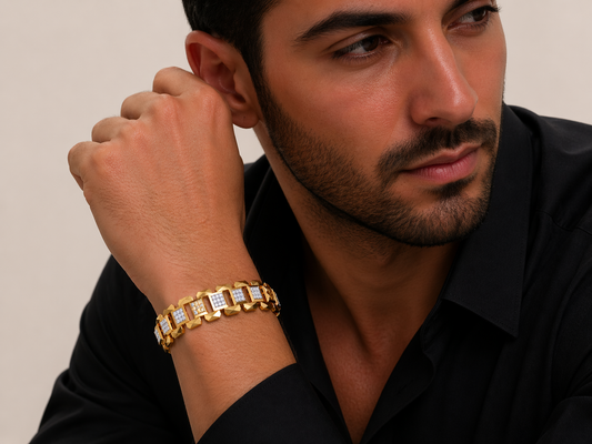 Geometric Diamond Link Bracelet | Bold Structured Design