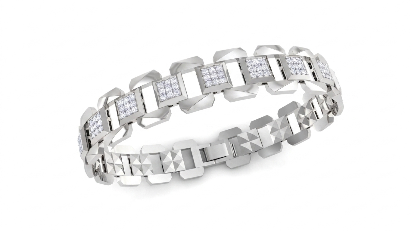 geometric diamond link bracelet | bold structured design