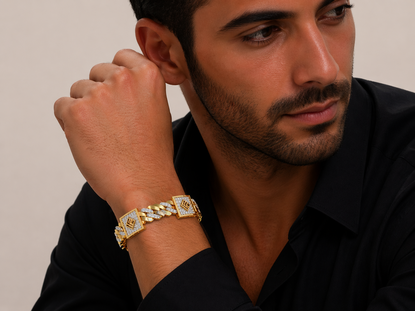 structured diamond chain bracelet | modern square link design