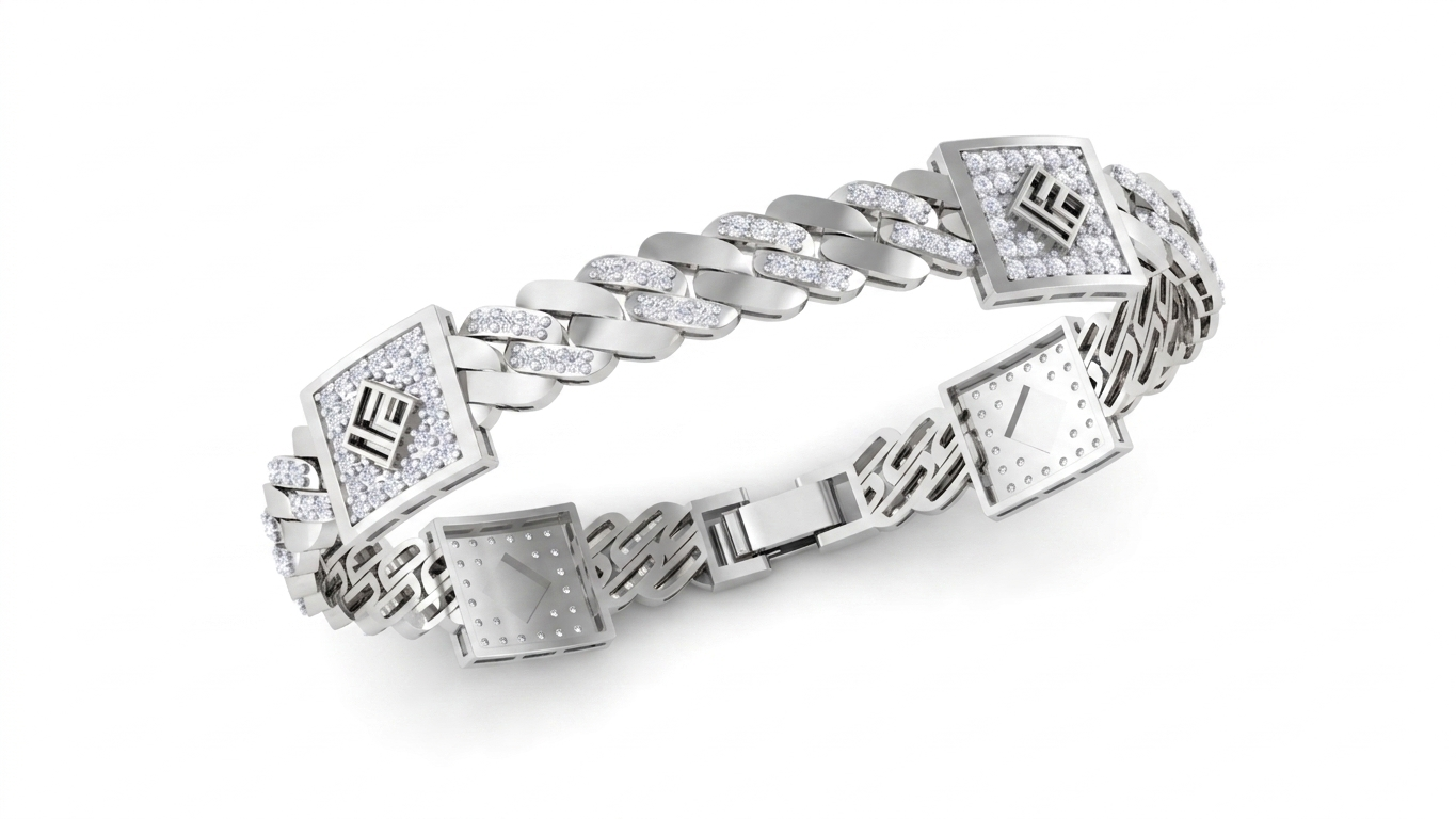 structured diamond chain bracelet | modern square link design