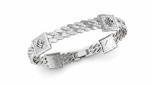 Structured Diamond Chain Bracelet | Modern Square Link Design