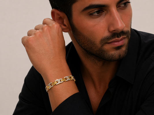 Interlocking Diamond Link Bracelet | Layered Chain Design