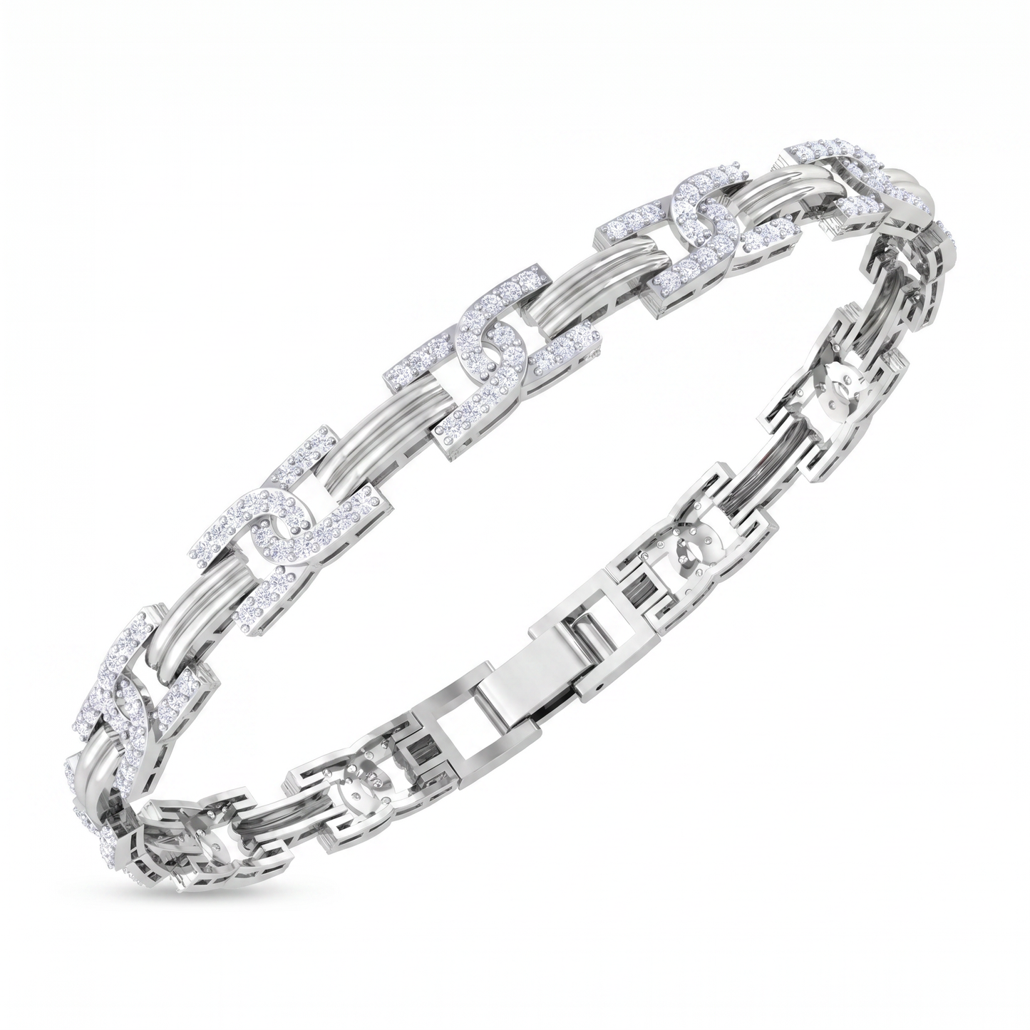 interlocking diamond link bracelet | layered chain design