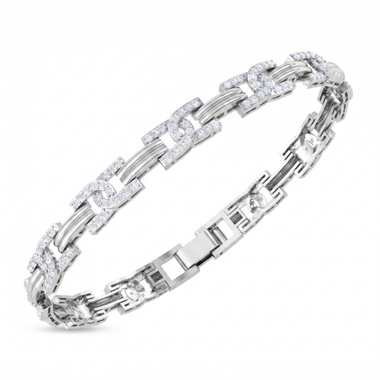Interlocking Diamond Link Bracelet | Layered Chain Design