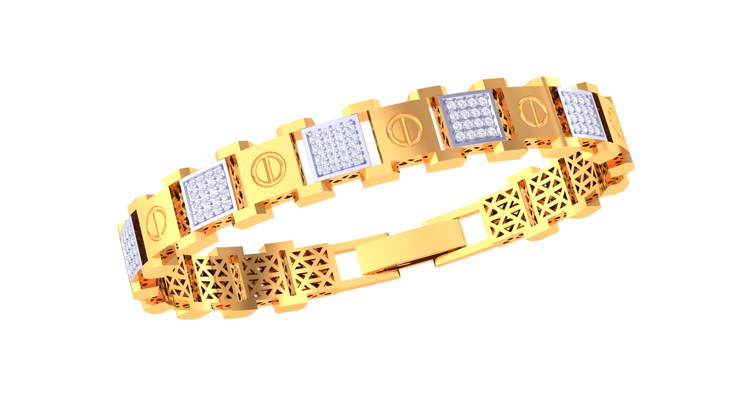 geometric diamond panel bracelet | textured link design