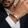 Geometric Diamond Panel Bracelet | Textured Link Design