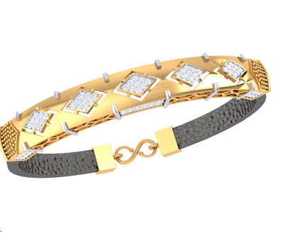 Diamond Accent Strap Bracelet | Sculpted Panel Design