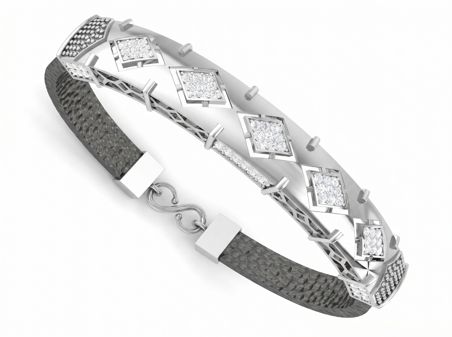 diamond accent strap bracelet | sculpted panel design