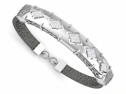 Diamond Accent Strap Bracelet | Sculpted Panel Design